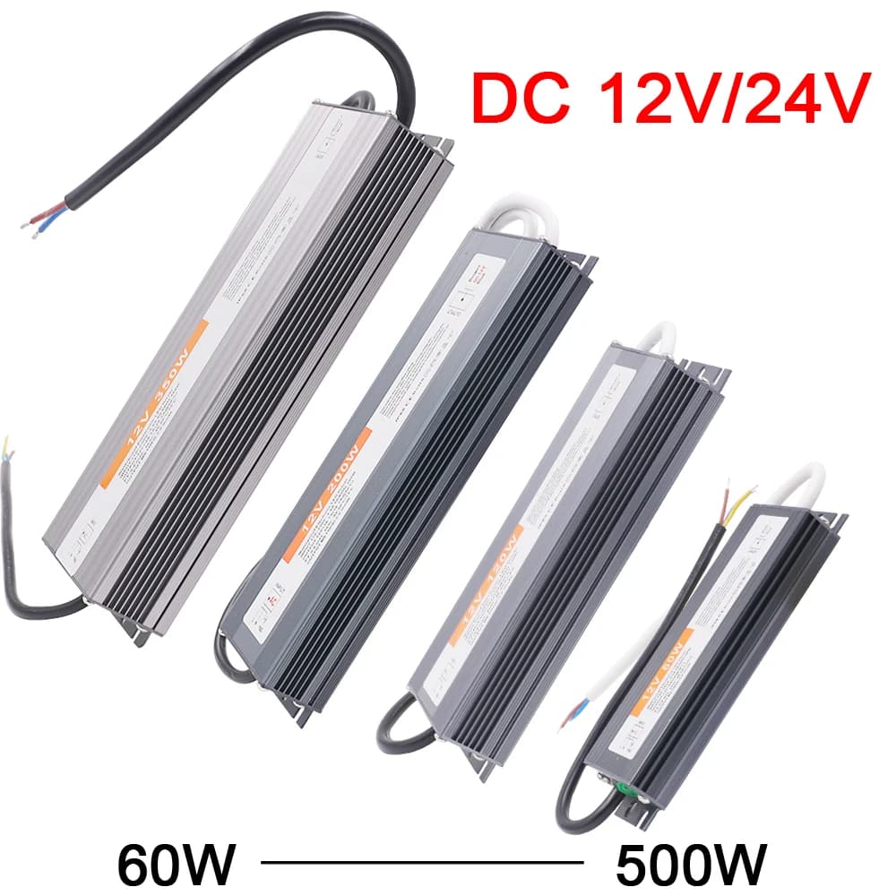 Alimentatore a LED AC 110V 220V a DC 12V 24V adattatore per trasformatore di illuminazione 60W 100W 200W 300W 500W Driver impermeabile per striscia LED