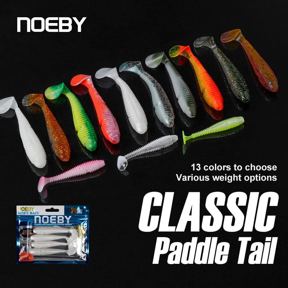 Noeby Richiamo Morbido Del Silicone Wobbler Shad 7cm 9.5cm 12cm Paddle Tail Minnow Swimbaits Jighead Luccio Persico Pesca Esche Morbide