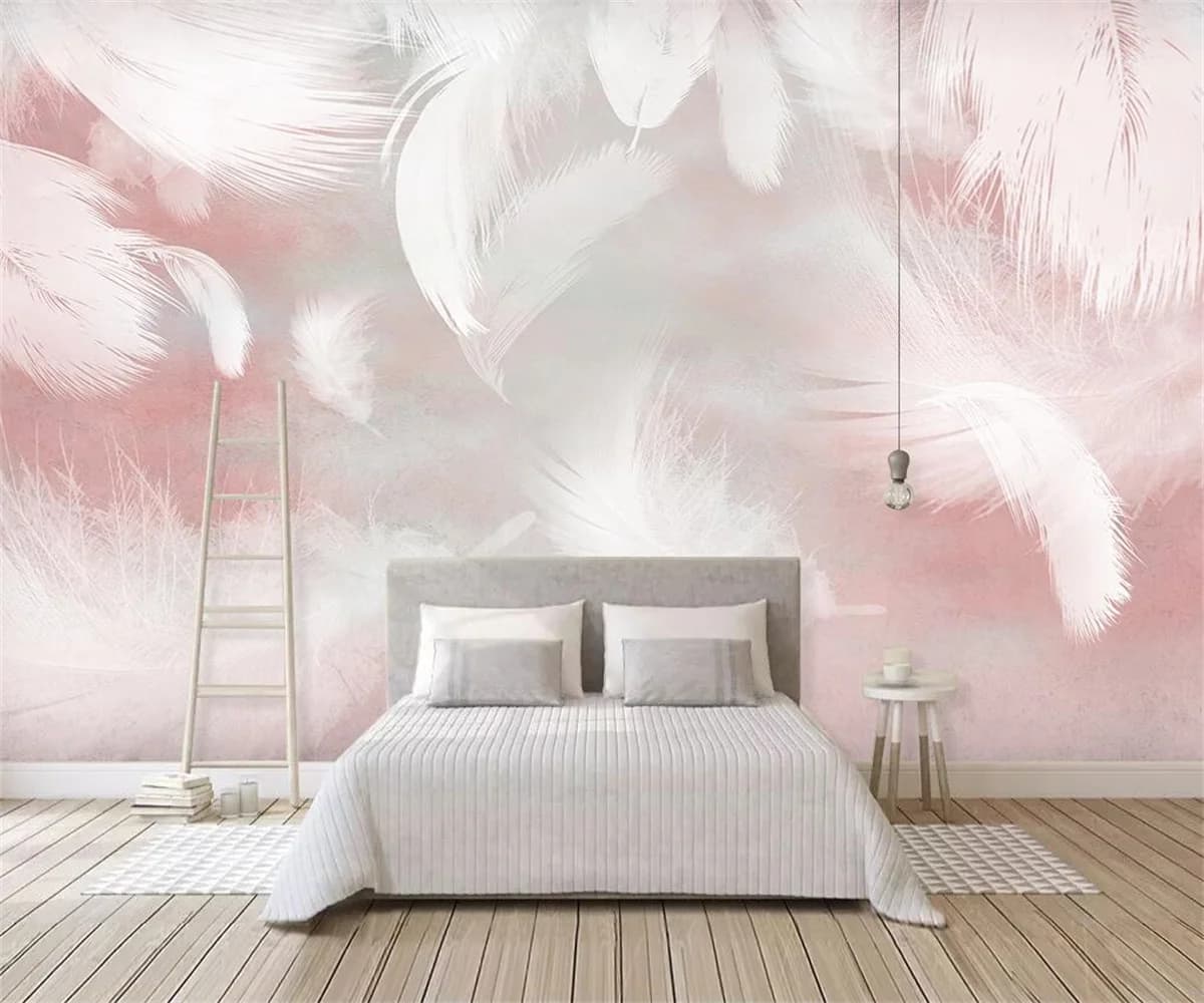 Personalizzato 3D carta da parati foto Moderna astratta rosa piuma arte della parete Pittura 3D soggiorno camera da letto carta da parati Decorazione della casa murale