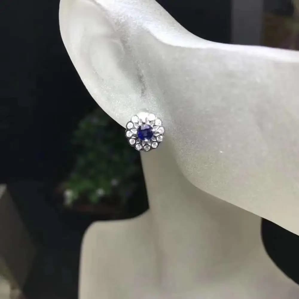 Orecchini in vero zaffiro blu naturale al 100% Orecchini in argento sterling 925 per orecchini di fidanzamento da donna