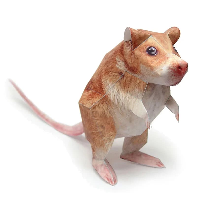 Mongolian Gerbil Mouse Paper Model Origami Art Realistic Animal Mini 3D Papercraft DIY Kids Adult Handmade Craft Toys WE-019