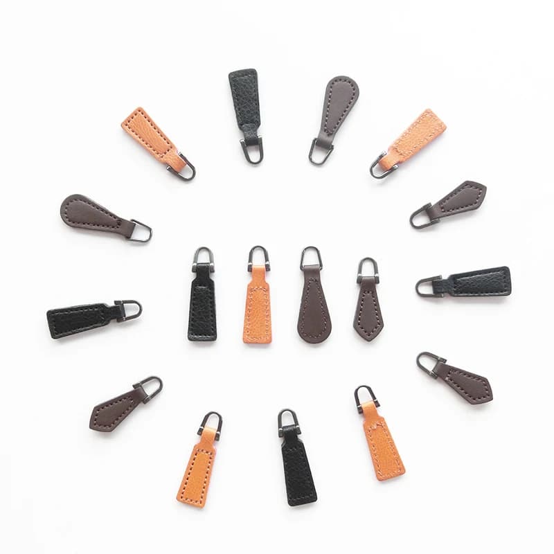 Clothing accessories for backpack with artificial PU leather zipper for pulling the head for pulling the strap with cable pendant zip DIY clothing sewn 1 pc