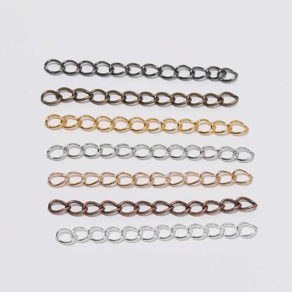 100pcs/lot 50mm 70mm Bulk Necklace Extension Chain Bracelet Extended Chains Tail Extender For Jewelry Making Findings Supplies