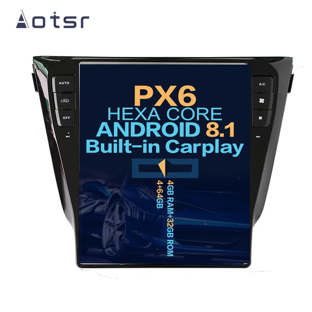 Car Radio 12.1“ Vertical screen Android 13 Car DVD Multimedia player GPS Navigation For NISSAN Qashqai 2013-2019 WiFi carplay