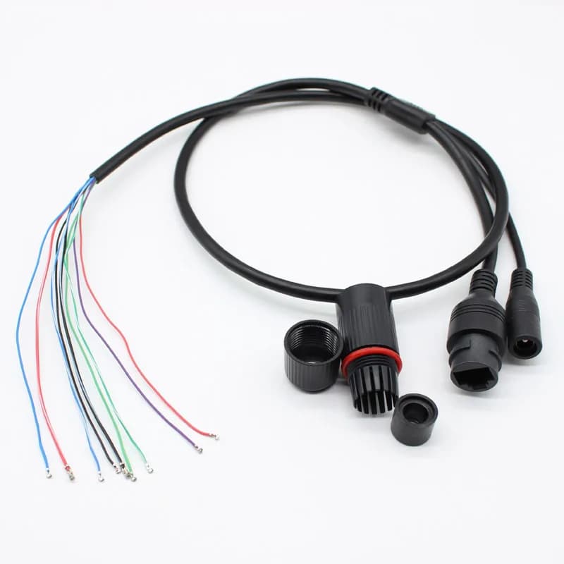10pcs CCTV IP network Camera module PCB power cable video 60cm length RJ45 female and male DC connectors with terminals