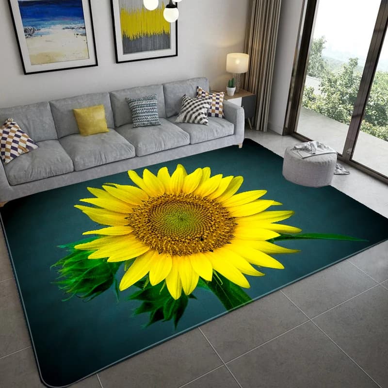 Tappeto girasole 3D tappetino antiscivolo camera da letto soggiorno tappeti di grandi dimensioni decorazioni per la casa zerbino floreale tappetino d'ingresso Tapis Salon
