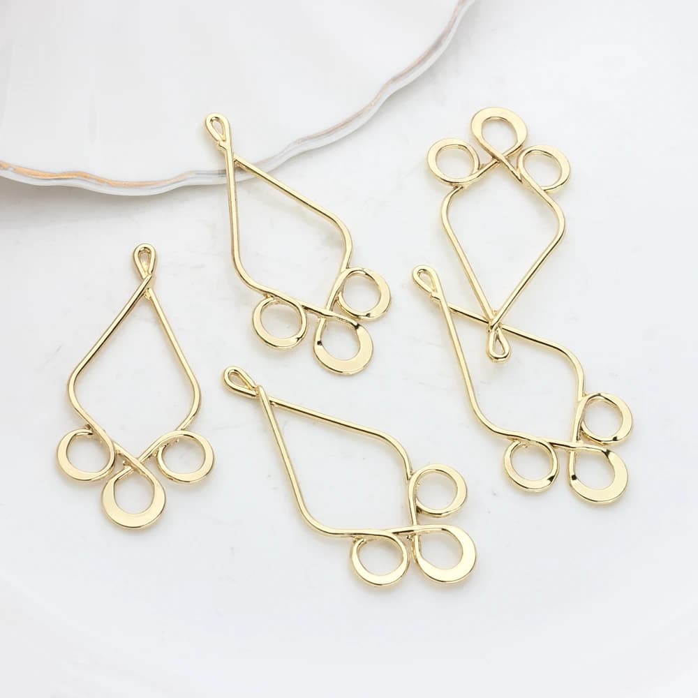 Golden zinc alloy charms DIY drop shape connector 6 pcs/lot for DIY drop tassel earrings making find accessories