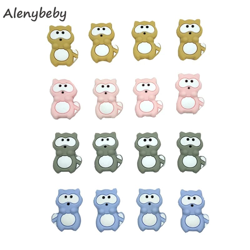 Perline di procione in silicone Massaggiagengive BPA gratuito Dentizione per bambini Silicone per uso alimentare Forma di coone Massaggiagengive Mamma Infantile Collana da masticare per allattamento
