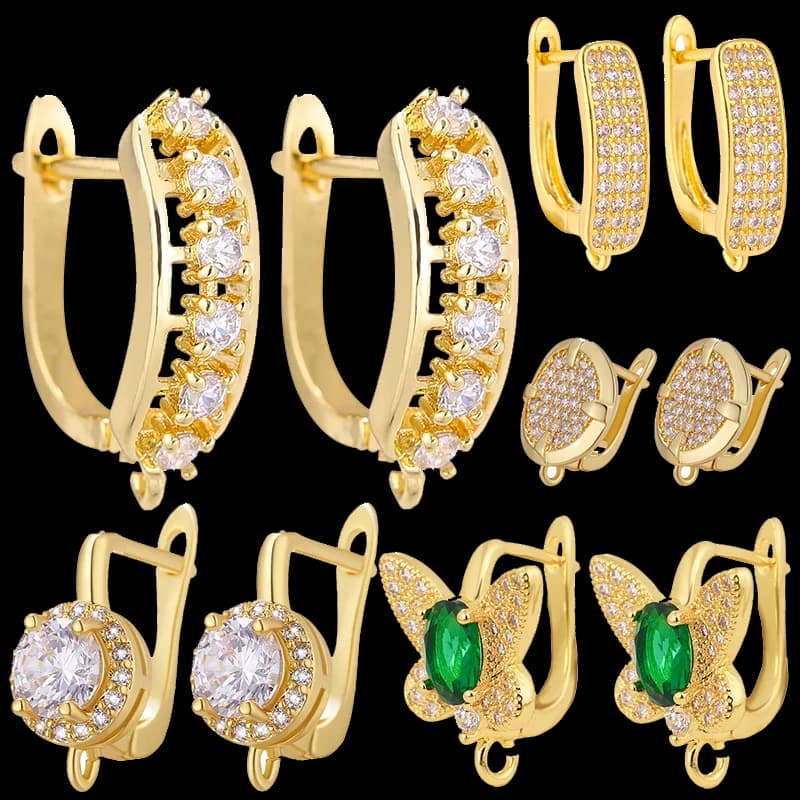 Juya DIY Gold/Silver Plated Luxury Basic Shvenzy Ear Wire Earring Hook Accessories For Needlework Bridal Jewelry Making Supplies