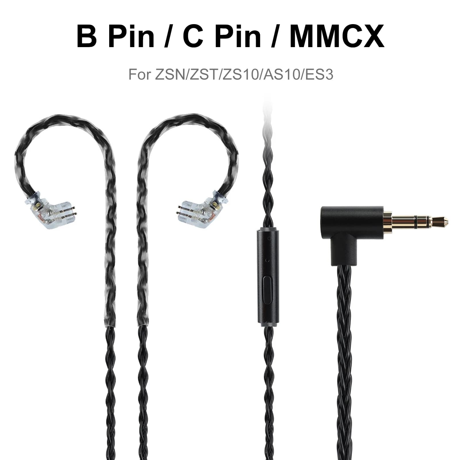 JCALLY wear-resistant copper braided headphone cable with B/C/ pin MMCX