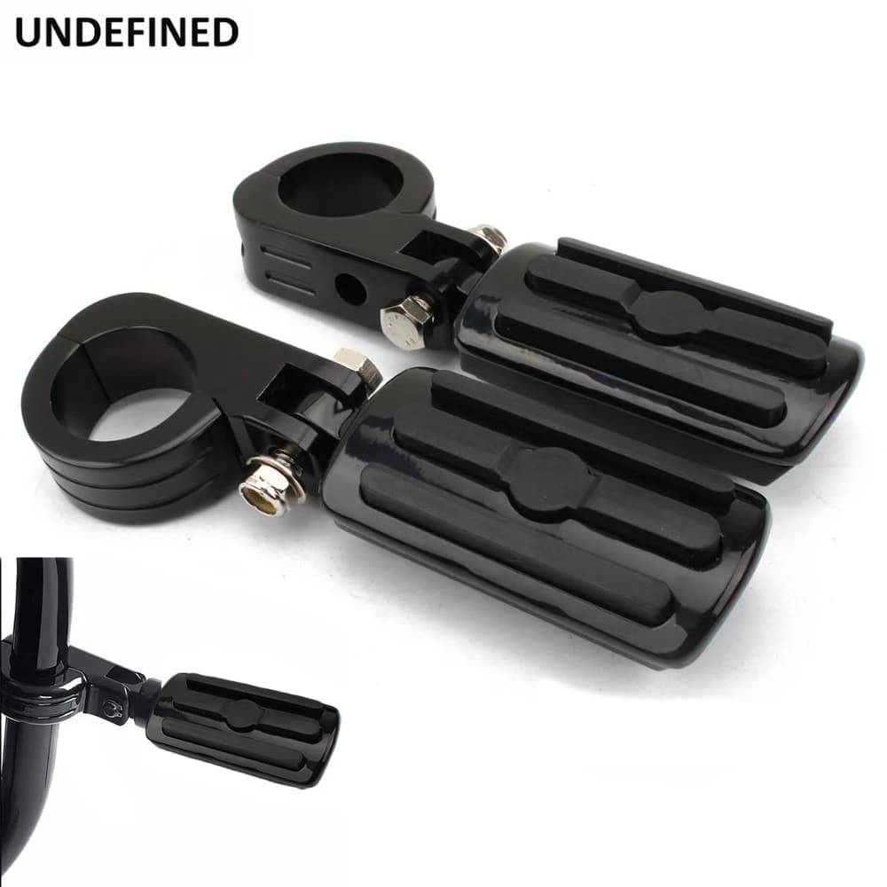 Pedane nere per autostrada per moto 32mm 38mm kit poggiapiedi per barra di sicurezza per Harley Touring Dyna Softail Chopper Bobber