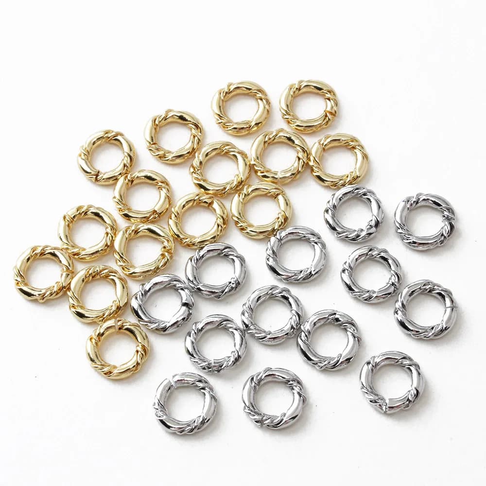 10PCS 18K Gold Plated 8mm open ring Jewelry Making Supplies Tools Diy Earrings brass accessories Components