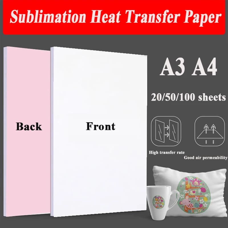 20/100 Lenzuola A4 A3 Carta per Trasferimento di Calore a Sublimazione per T-shirt in Poliestere Cuscino Tessuti Panno Custodia per Telefono Design di Stampa