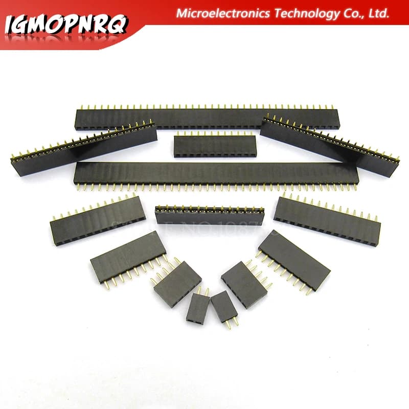10Pcs 2.54mm Straight Female Single Spille Strip PCB Header Strip Connector 1*2/3/4/5/6/7/8/10/12/16/20/40 Pins For Arduino