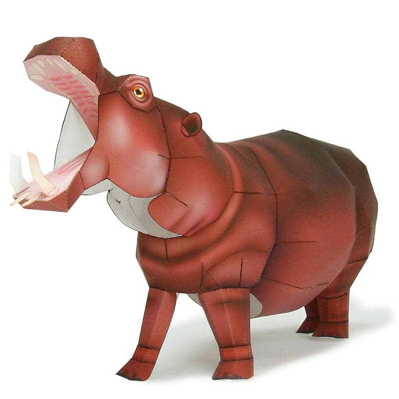 Hippopotamus Origami Art Folding Mini Cute 3D Paper Model Papercraft Animal Figure DIY Kids Adult Handmade Craft Toys QD-253