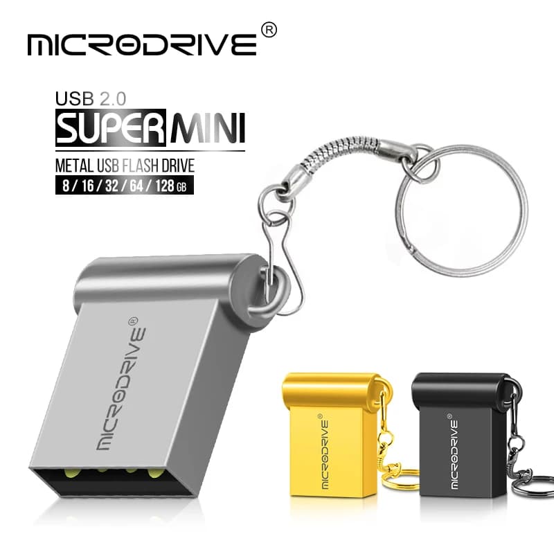 Super Mini PenDrive in metallo 4 GB 8 GB 32 GB Chiavetta USB ad alta velocità Cle Chiavetta USB 64 GB 128 GB Memoria flash Flash USB con portachiavi