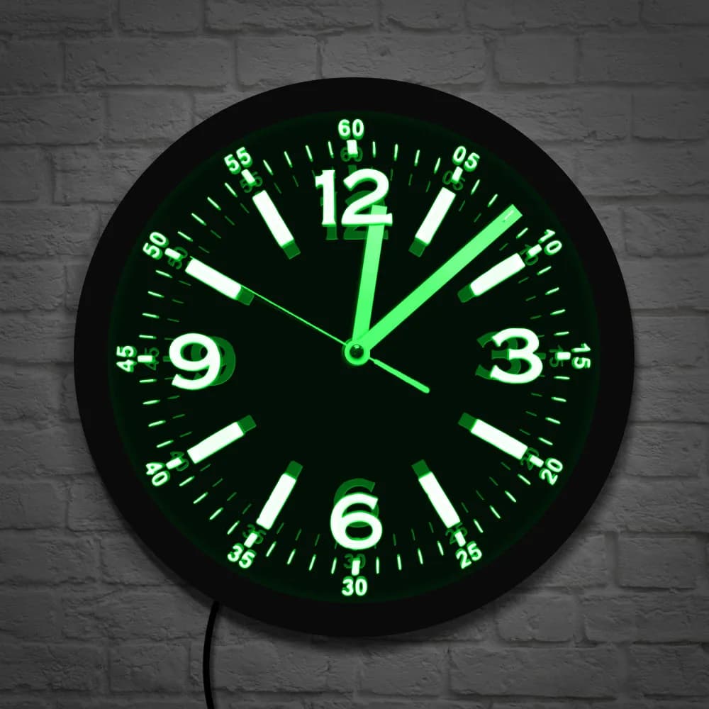 Modern Design LED Light Wall Clock at Neon Large Silent Numerals Non Ticking For Bedroom Furniture Luminous Wall Clock Light In Dark