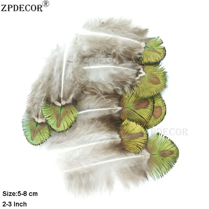 ZPDEOCR 5-10cm Natural Peacock Feathers Golden For Dream Catcher Or Handicraft Decoration