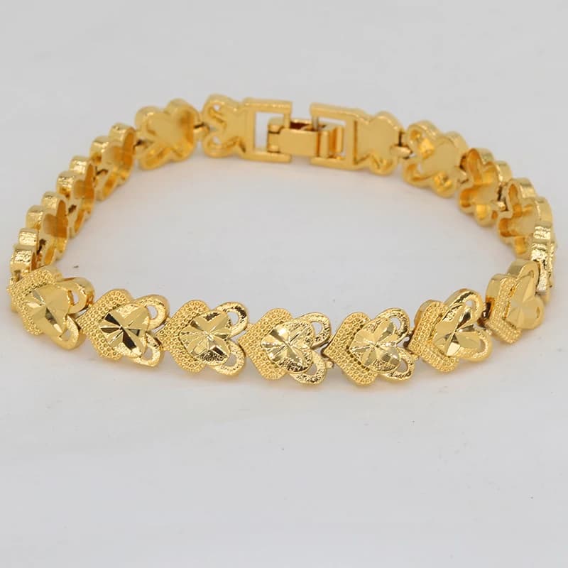 African Party Jewelry Gifts 24K Indian Jewellery Cuban Chain Bangle Dubai Gold Color Various Shapes Bracelet for Men and Women