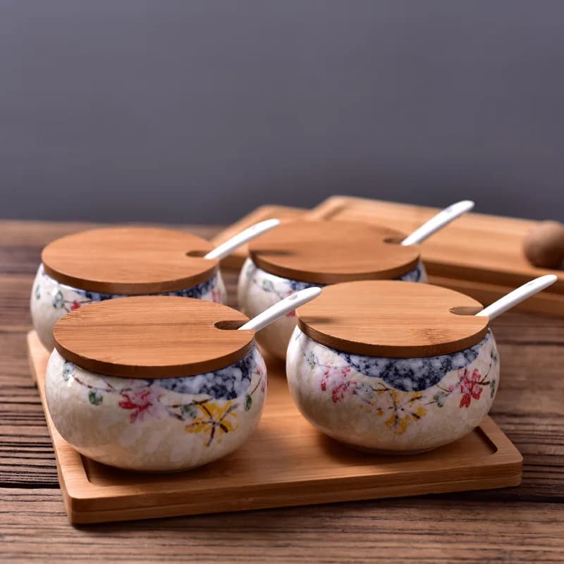 Set di serbatoi di olio e sale creativi in ceramica giapponese LingAo
