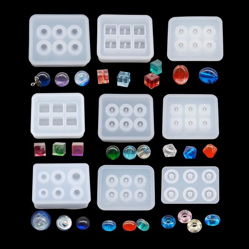 SNASAN stampo in Silicone per gioielli perline 9mm12mm 16mm cubo palla 6 compartimenti resina epossidica stampo in Silicone materiale fai da te fatto a mano