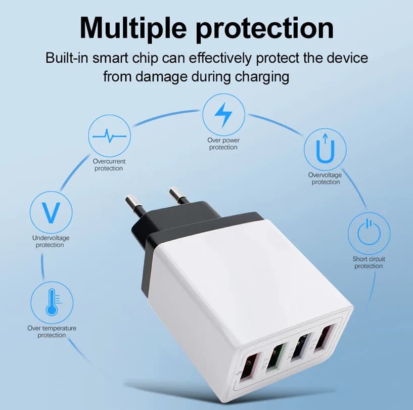 Caricatore del telefono adattatore USB USB da 220 V a 5 V per Iphone Samsung Huawe Alimentatore di ricarica per telefono cellulare da viaggio Spina europea