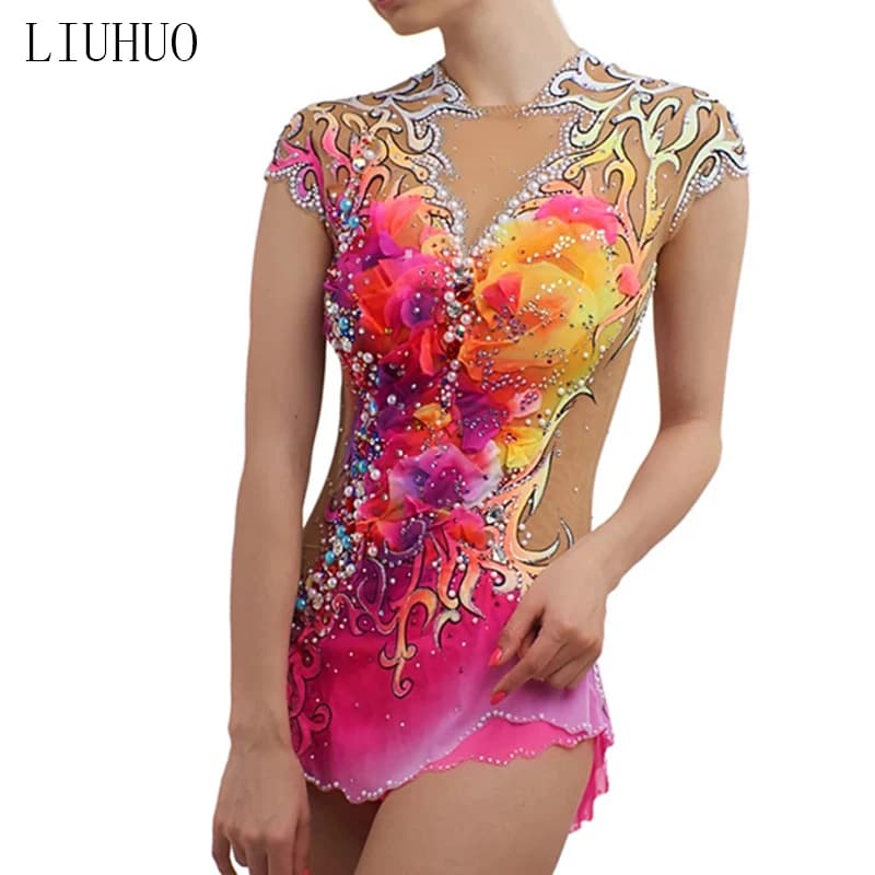 LIUHUO Pattinaggio di Figura Vestito delle Ragazze Delle donne di Ghiaccio prestazioni ginnastica Ritmica concorso di Danza Body Artistico Costume Blu
