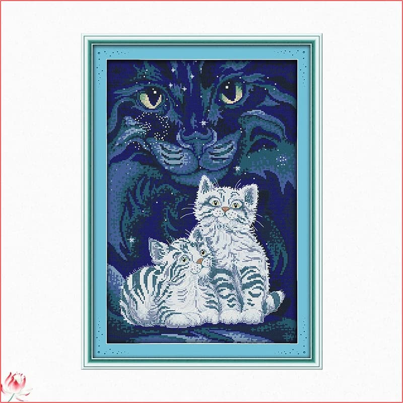 Due piccoli tigri bianchi kit punto croce 14CT 11CT tela stampata tessuto ricamo cucito fai da te set da cucire pittura deco per la casa