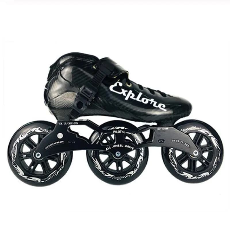 125mm 3 ruote maratona Inline pattinaggio di velocità patine Big 3X125mm pattini di velocità scarpe gara sportiva bambini adulti rullo in fibra di carbonio