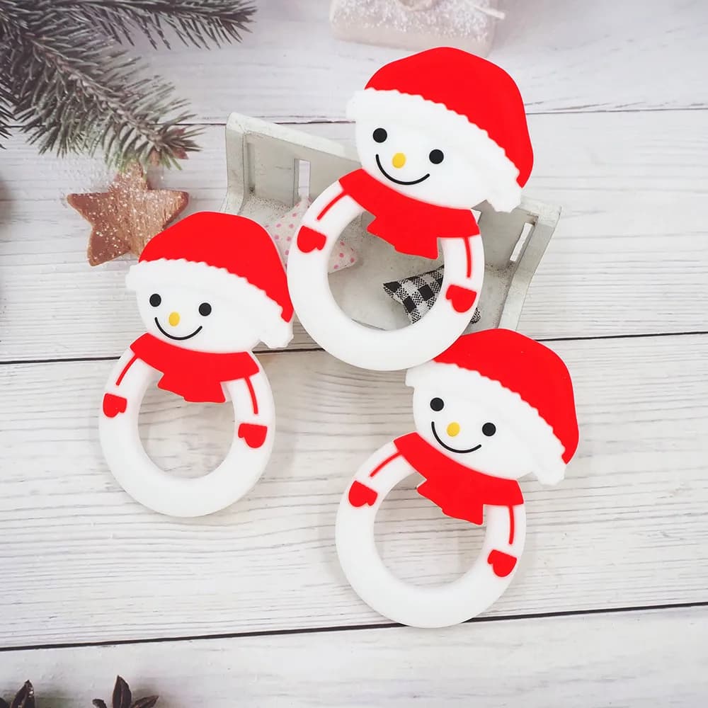 Chenkai 10pcs Silicone massaggiagengive albero di natale stella neve uomo dentizione bambino babbo natale fai da te infantile dentale confortevole ciuccio