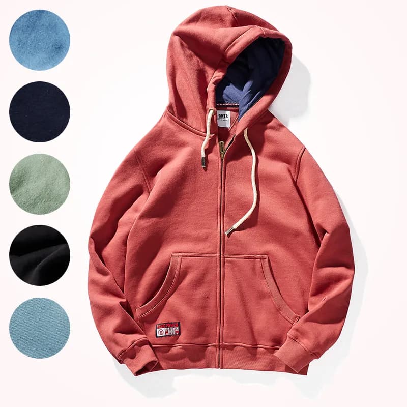 Hoodies autumn winter new men's cardigan fashion long sleeves with velvet hood thickened plus casual sweatshirts high weight