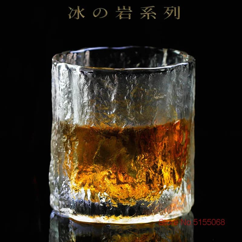 Tazza da whisky in vetro vecchio stile ghiacciaio giapponese, design satinato in cristallo, bicchieri da whisky scotch, tazza da birra con bicchiere da vino spesso e pesante