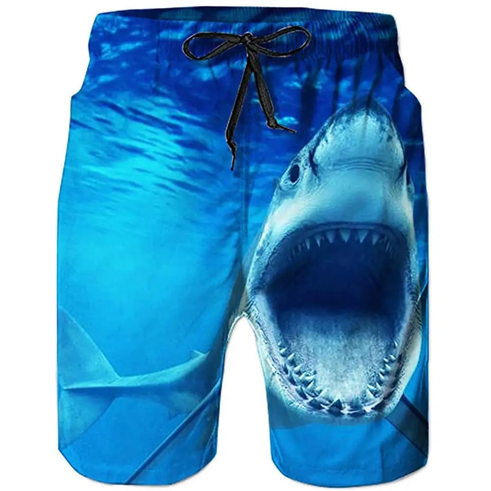 Pantaloncini da uomo stampati in 3D Ocean Shark Pantaloncini streetwear unisex Pantaloncini casual in poliestere da spiaggia estiva DK-35