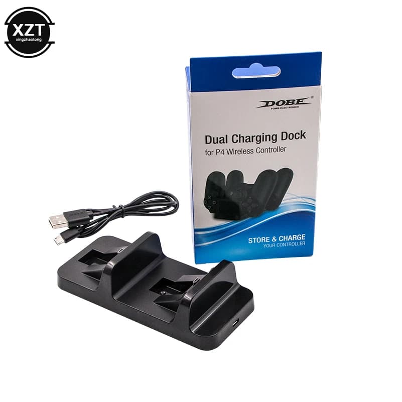 Caricabatterie Wireless Doppio per Controller, Stazione di Ricarica USB Dual con Supporto per Gamepad PlayStation 4 PS4 Slim