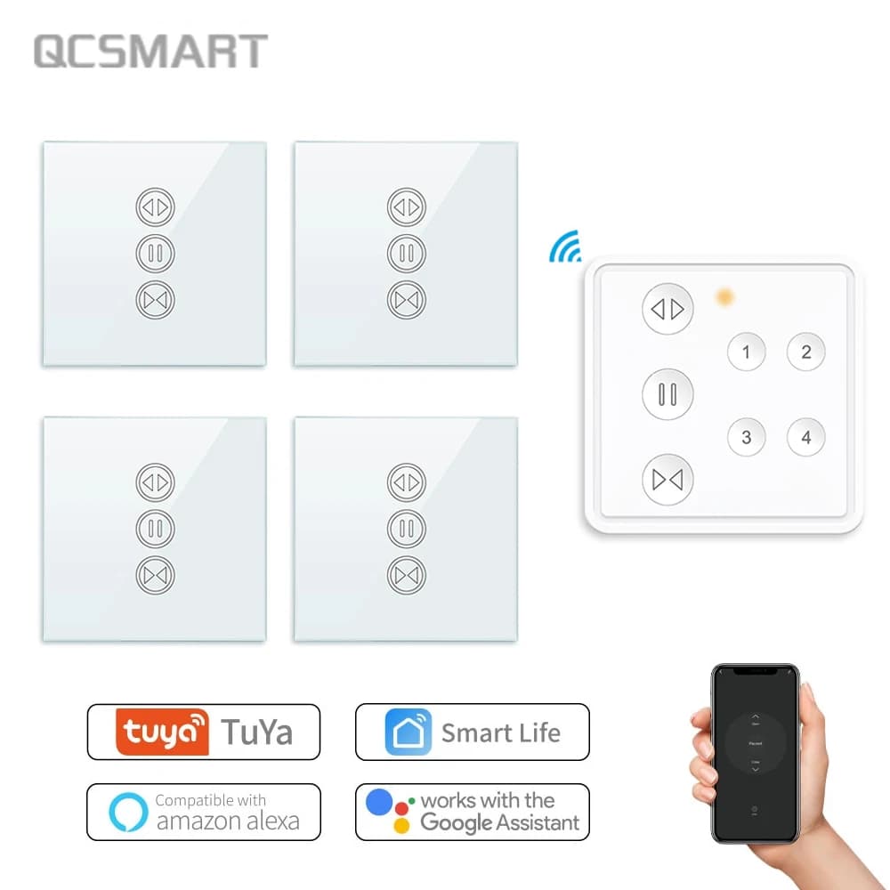 Tuya Smart Life RF WIFI Interruttore per tende per tende per tapparelle con timer app remoto a 4 canali Google Home Alexa Echo