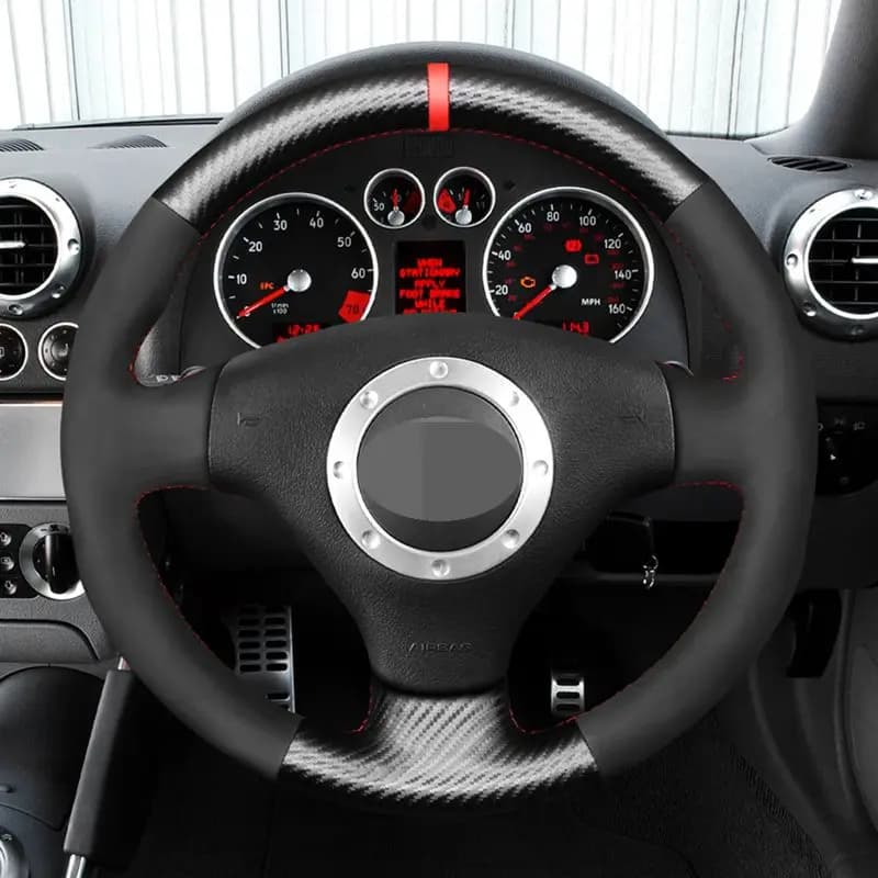Coprivolante in vera pelle nera cucita a mano per Audi A2 8Z A3 8L Sportback A4 B6 Avant A6 C5 A8 D2 TT 8N S3 S4 RS 4 RS