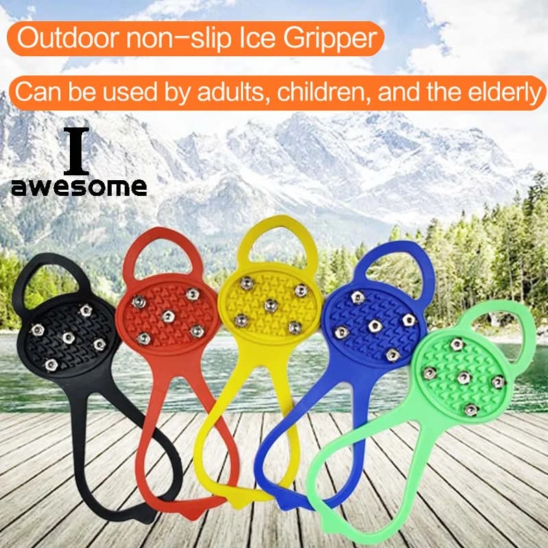 5 denti Pinza per ghiaccio 5 colori per scarpe Donna Uomo Ramponi Pinza per ghiaccio Spike Grips Tacchetti per borchie da neve Antiscivolo Arrampicata Escursionismo