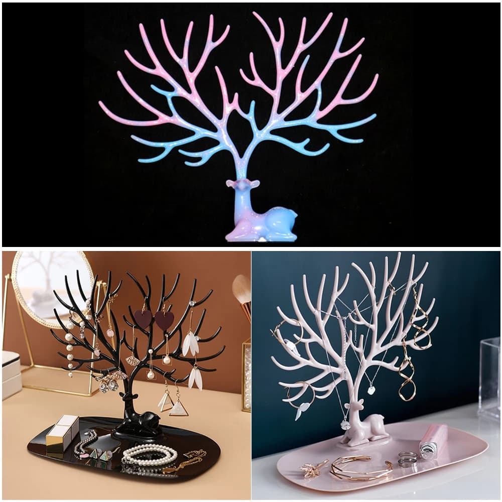 Nuovo stampo in silicone con corna 3D, stampo in silicone, specchio, cervo, cristallo, stampi epossidici, espositore per gioielli artigianali fai da te, decorazione per torte