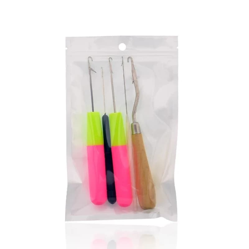 5Pcs/Set Plastic Latch Hook Crochet Needle for Hair Extensions Wig Styling Braiding Weave Dreadlocks Crafting Tool Set