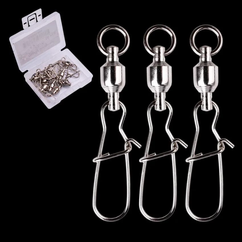 10 pcs/box Reinforced Fishing Spins Interlock Connector Snap 0 # -6 # Fishing equipment with swivel connection with ball bearings