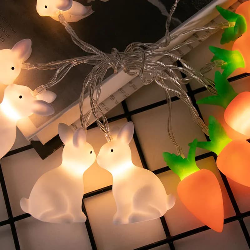 1.9m 10LED coniglio carota LED String Lights lampada decorazioni pasquali per la decorazione di compleanno a casa forniture per feste di pasqua regali per bambini