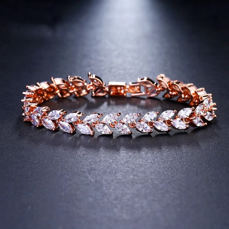 Ekopdee Fashion Charm Leaf Bracelet Women Luxury Cubic Zirconia bracciali accessori per gioielli da sposa femminili regalo di natale