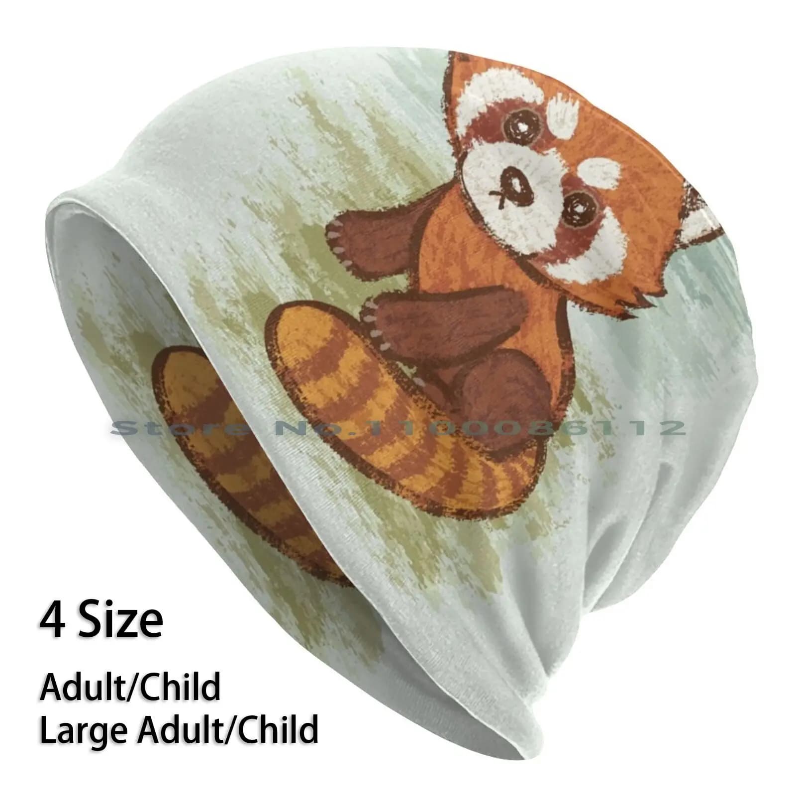 Red Panda Beanies Knit Hat Red Panda Bear Mammal Cute Giant Panda Wild Animals Characters Hand Drawn China Asia Toru Sanogawa