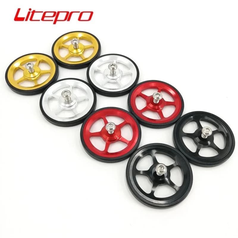 Litepro Per Brompton Portapacchi posteriore Easywheel 60mm Lega di alluminio Easy Wheel Pieghevole Portapacchi per bici Accessori