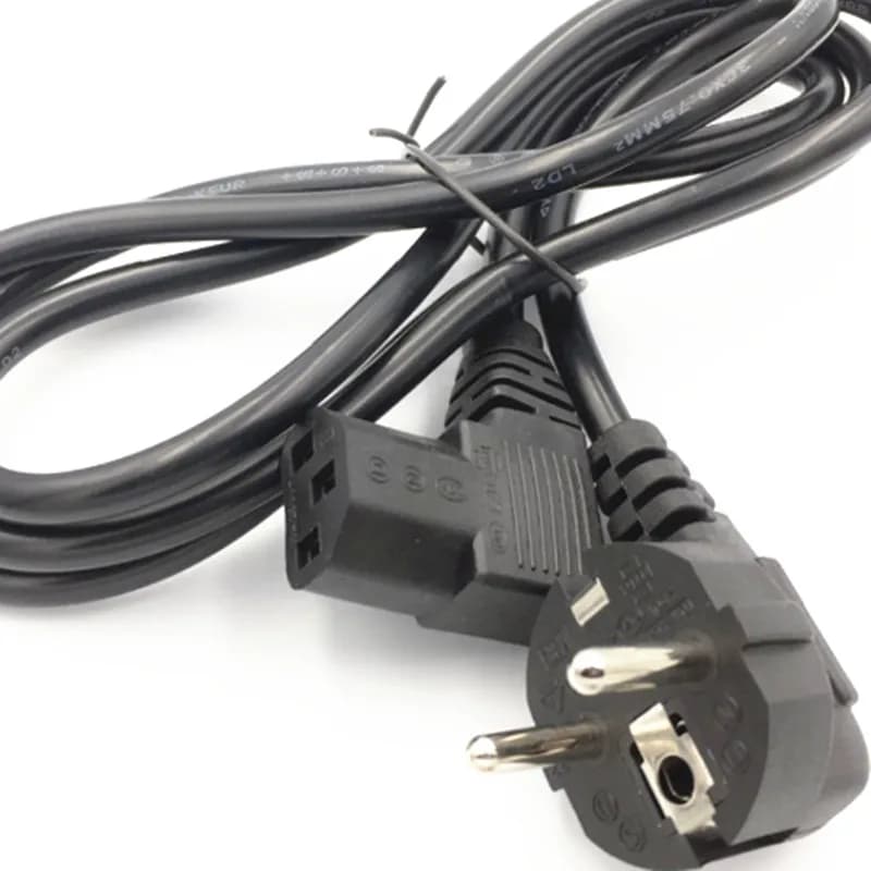 1.5M/5FT C13 IEC Kettle 90 degrees straight angle 2 pin European Round AC Plug EU Power Cable PC 150CM