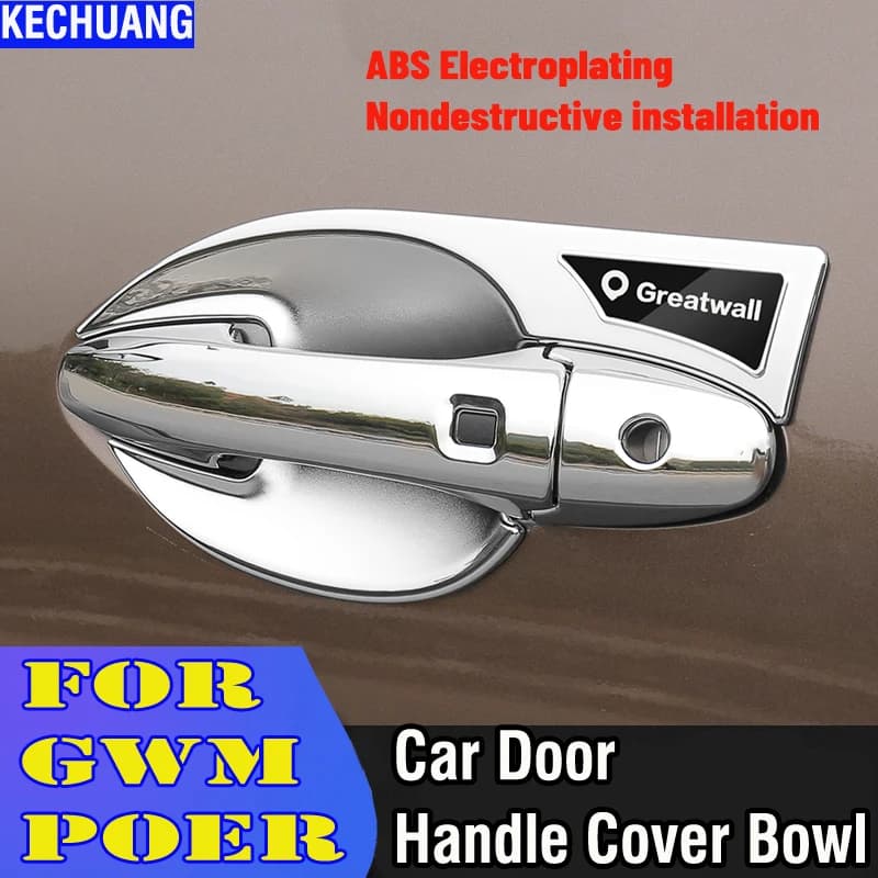 PER Great Wall GWM POER Copri maniglia per portiera auto Ciotola ABS Galvanotecnica SPEDIZIONE GRATUITA