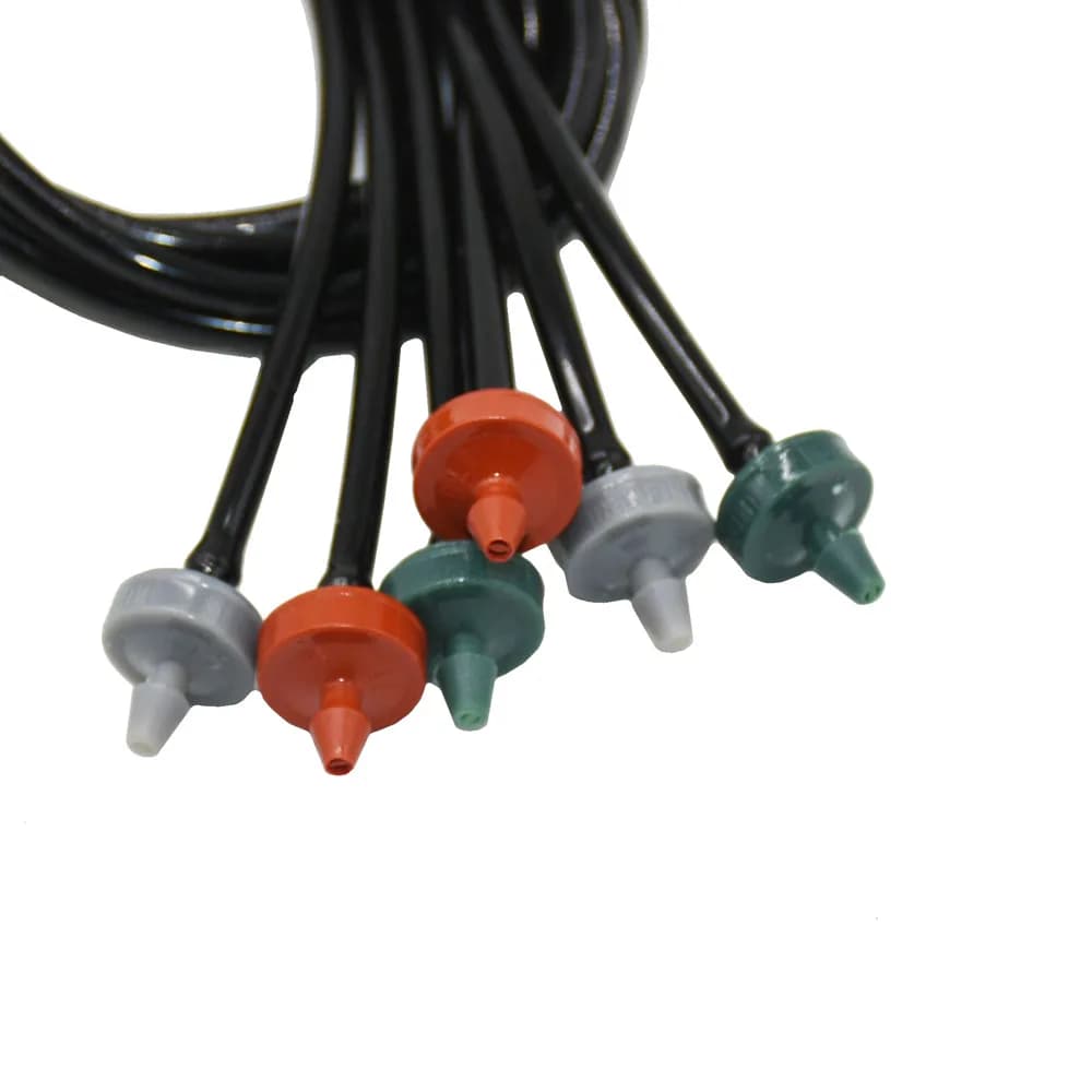 Sistema di irrigazione a goccia per piante in vaso da serra con freccia a gomito a 1 via Kit di emettitori a goccia con gocciolatore da 2/4/8 L/H
