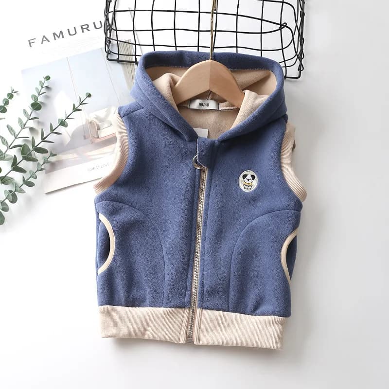 Gilet in pile polare per bambini autunno inverno bambini gilet caldo con cerniera con cappuccio per neonati ragazze 2-10 anni cappotto capispalla
