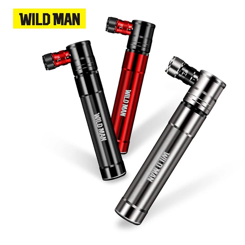 Pompa per Bicicletta WILD MAN in Lega, Gonfiatore Manuale per Pneumatici, Valvola Schrader e Presta, Mini Pompa per Bici e Palloni 100 PSI