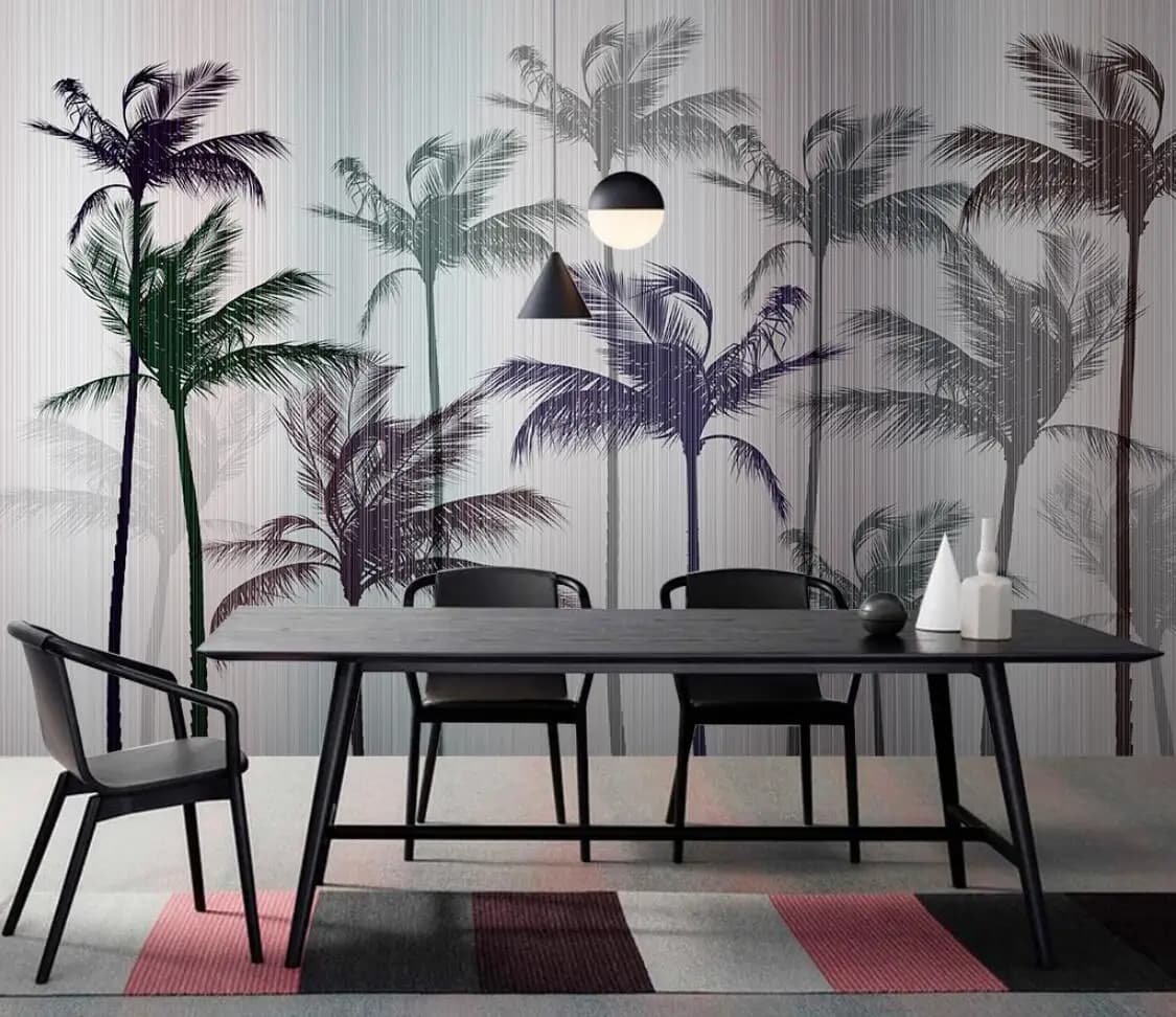 piante tropicali dipinte a mano albero di cocco divano TV sfondo pittura murale decorazione della casa carta da parati personalizzata di qualsiasi dimensione